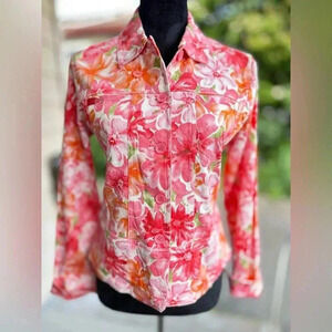 Lemon Grass Studio cotton blend fitted floral  jacket sz S#003